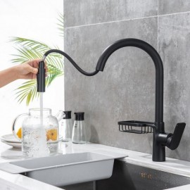 Kitchen Mixer With Removable Nozzle With A Small Shelf Black/Brushed Gold