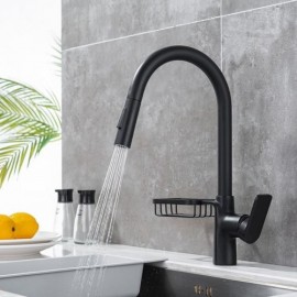 Kitchen Mixer With Removable Nozzle With A Small Shelf Black/Brushed Gold