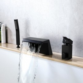 Classic Black Copper Bathtub Faucet With Hand Shower For Bathroom