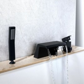 Classic Black Copper Bathtub Faucet With Hand Shower For Bathroom