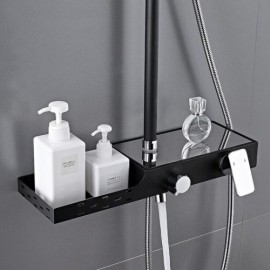 Black Chrome Three Function Shower System With Shelf For Bathroom