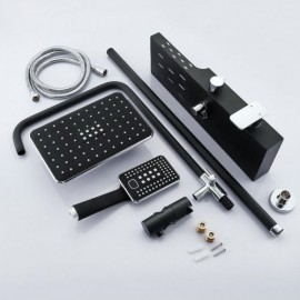 Black Chrome Three Function Shower System With Shelf For Bathroom