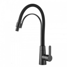 Modern Kitchen Faucet Black/Chrome Rubber Tube 360° Rotating
