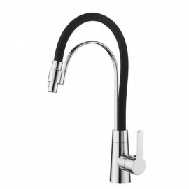 Modern Kitchen Faucet Black/Chrome Rubber Tube 360° Rotating