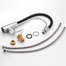 Modern Kitchen Faucet Black/Chrome Rubber Tube 360° Rotating