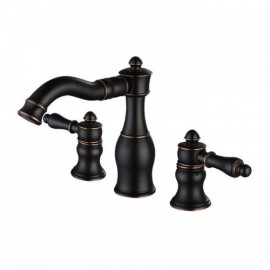 Modern Double Handle Gold/Black Orb Bathroom Sink Faucet