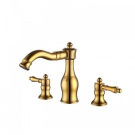 Modern Double Handle Gold/Black Orb Bathroom Sink Faucet
