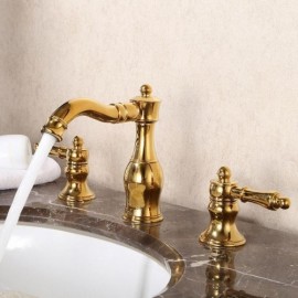 Modern Double Handle Gold/Black Orb Bathroom Sink Faucet