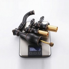 Modern Double Handle Gold/Black Orb Bathroom Sink Faucet