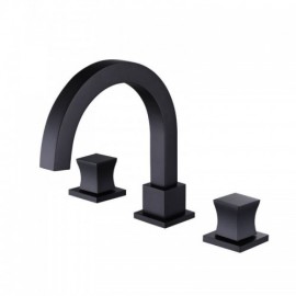 Black/Chrome Double Handle Copper Basin Mixer Faucet For Bathroom