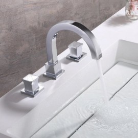 Black/Chrome Double Handle Copper Basin Mixer Faucet For Bathroom