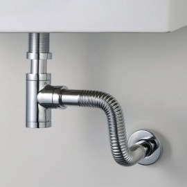 Chrome Plated Copper Anti-Odor Wall Drain Pipe With Drainage For Sink Basin