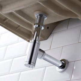 Chrome Plated Copper Anti-Odor Wall Drain Pipe With Drainage For Sink Basin