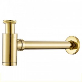 Copper Gold Anti-Odor Drainage Pipe Wall Mounted With Water Pipe For Sink Basin