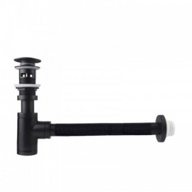 All Black Copper Anti-Odor Wall Drain Pipe With Drainage For Sink Basin