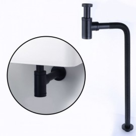 All Black Copper Anti-Odor Wall Drain Pipe With Drainage For Sink Basin