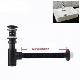 All Black Copper Anti-Odor Wall Drain Pipe With Drainage For Sink Basin