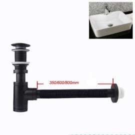 All Black Copper Anti-Odor Wall Drain Pipe With Drainage For Sink Basin