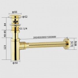 Anti-Odor Wall-Mounted Gold Copper Drainage Pipe With Pond Drainage