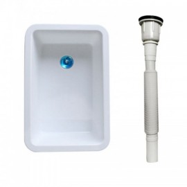 White Plastic Sink With Drainage Pipe For Kitchen