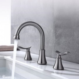 Hole 2 Handles Hot And Cold Basin Faucet Stainless Steel For Bathroom