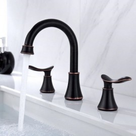 Hole 2 Handles Hot And Cold Basin Faucet Stainless Steel For Bathroom