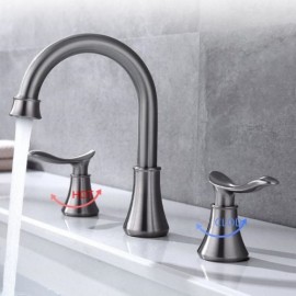 Hole 2 Handles Hot And Cold Basin Faucet Stainless Steel For Bathroom
