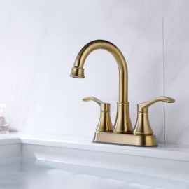 Stainless Steel 2-Handle Bathroom Basin Mixer Brushed Gold/Orb Black