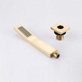 Brushed Gold Copper Waterfall Bathtub Mixer 3 Handles For Bathroom