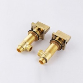 Gold Waterfall Basin Faucet Cold Hot Water 2 Handles For Bathroom