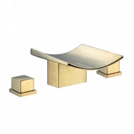 Copper Waterfall 2 Handle Bathroom Basin Mixer Brushed Gold/Brushed Nickel