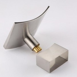 Copper Waterfall 2 Handle Bathroom Basin Mixer Brushed Gold/Brushed Nickel