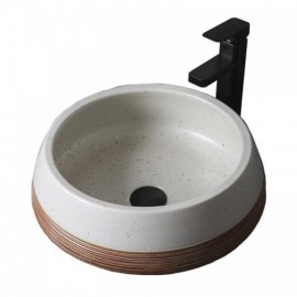 Round Ceramic Wash Basin Modern Oat Color Domestic Basin
