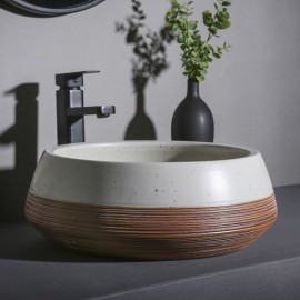 Round Ceramic Wash Basin Modern Oat Color Domestic Basin