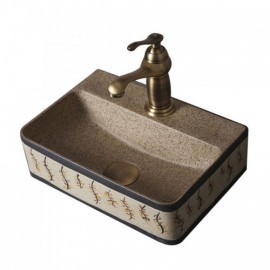 Small Size Retro Frosted Ceramic Square Countertop Sink For Bathroom