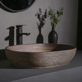 Retro Industrial Style Brown Ceramic Sink For Bathroom Toilet