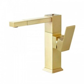 Brushed Gold Washbasin Faucet Cold Hot Water For Bathroom