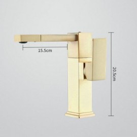 Brushed Gold Washbasin Faucet Cold Hot Water For Bathroom