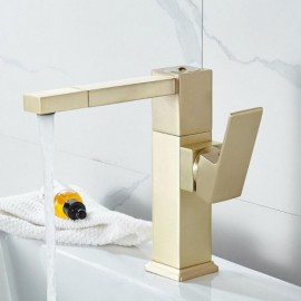 Brushed Gold Washbasin Faucet Cold Hot Water For Bathroom