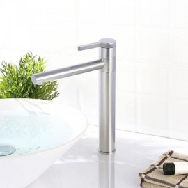 Modern Basin Mixer Faucet With Rotating Water Spout For Bathroom Brushed Gold/Brushed Nickel