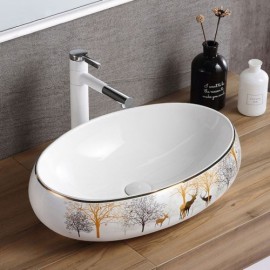 Countertop Ceramic Washbasin For Bathroom Optional Faucet