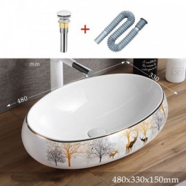 Countertop Ceramic Washbasin For Bathroom Optional Faucet