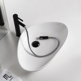 White/Black Ceramic Countertop Basin For Bathroom Optional Faucet