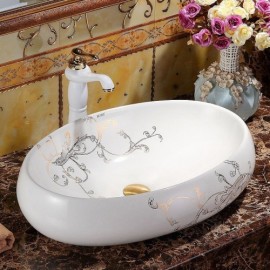Modern White Ceramic Countertop Sink For Bathroom