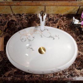 Modern White Ceramic Countertop Sink For Bathroom