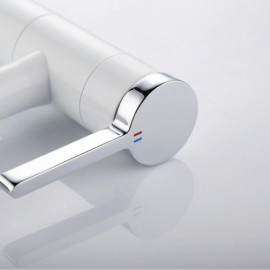 White Chrome/White Gold Single Handle Pull Down Faucet For Bathroom