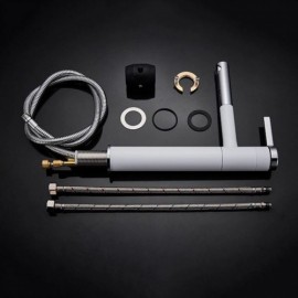 White Chrome/White Gold Single Handle Pull Down Faucet For Bathroom