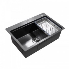 Black Stainless Steel Kitchen Sink With Soap Dispenser Drain And Drain Basket