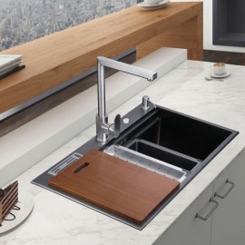 Nano Black Kitchen Sink In 304 Stainless Steel With A Small Bowl Inside The Sink