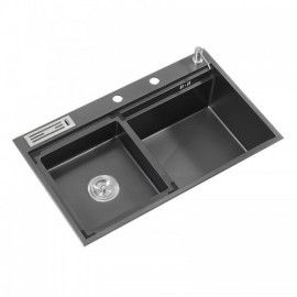Nano Black Kitchen Sink In 304 Stainless Steel With A Small Bowl Inside The Sink